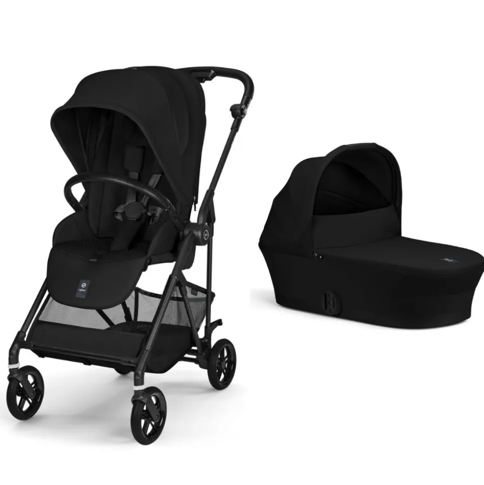 Poussette duo melio carbon 6 magic black avec nacelle melio cot