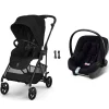 Poussette duo melio carbon 6 magic black avec siège auto aton b2 i-size