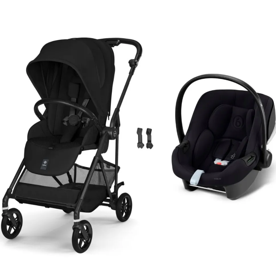 Poussette duo melio carbon 6 magic black avec siège auto aton b2 i-size