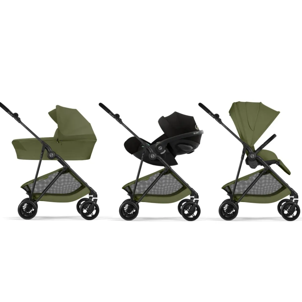 Poussette duo melio carbon 6 moss green avec nacelle melio cot