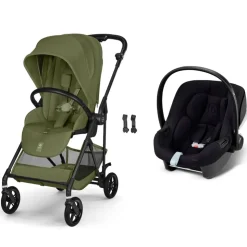 Poussette duo melio carbon 6 moss green avec siège auto aton b2 i-size