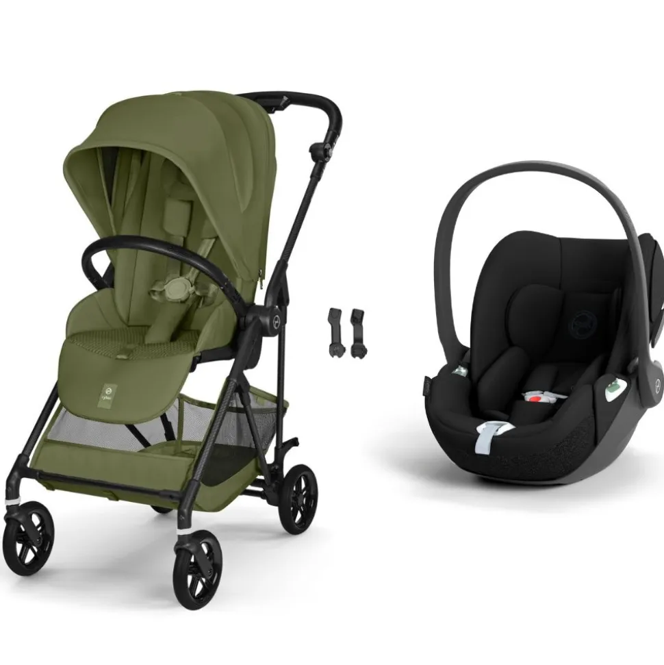 Poussette duo melio carbon 6 moss green avec siège auto cloud t i-size