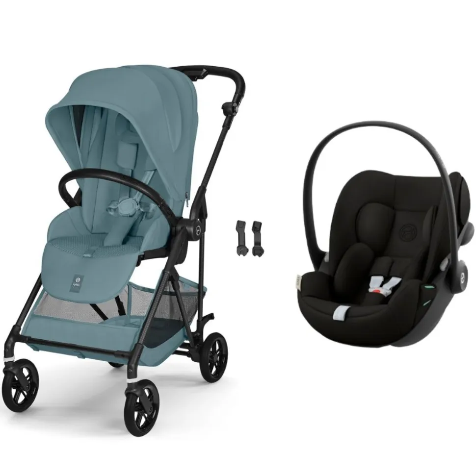 Poussette duo melio carbon 6 stormy blue avec siège auto cloud g i-size