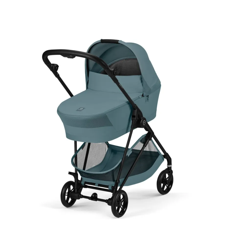 Poussette duo melio carbon 6 stormy blue avec nacelle melio cot