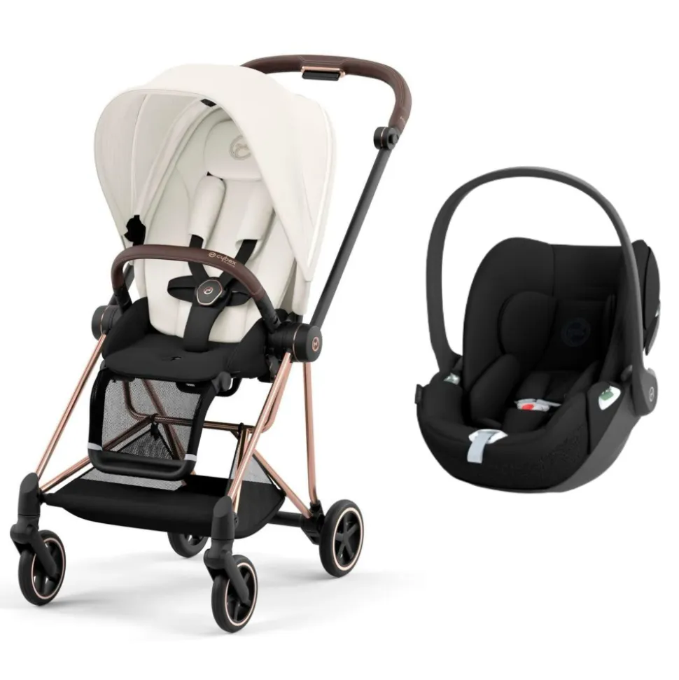 Poussette duo mios 3 offf white châssis rose gold + cloud t i-size