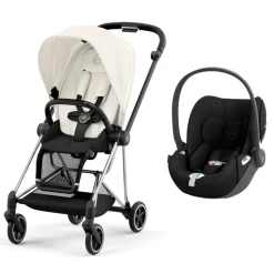 Poussette duo mios 3 off white châssis chrome black + cloud t i-size