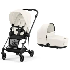 Poussette duo mios 3 off white châssis matt black + nacelle luxe