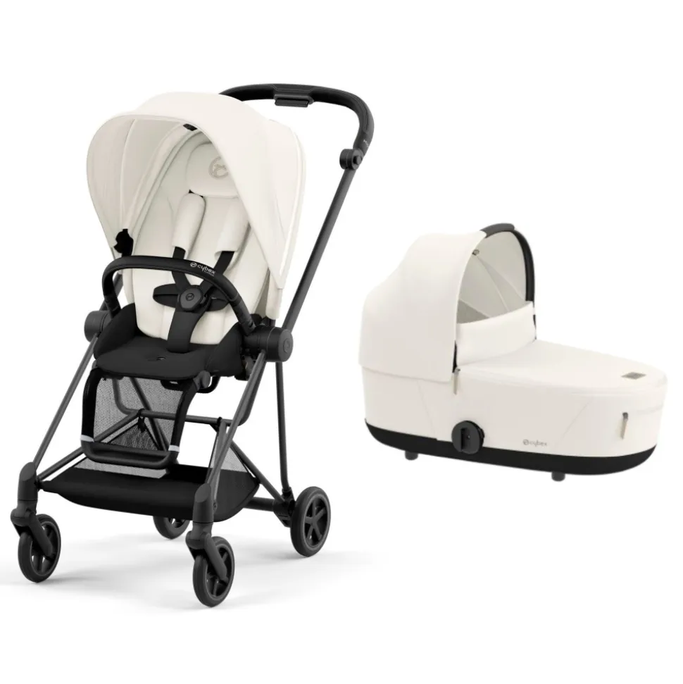 Poussette duo mios 3 off white châssis matt black + nacelle luxe