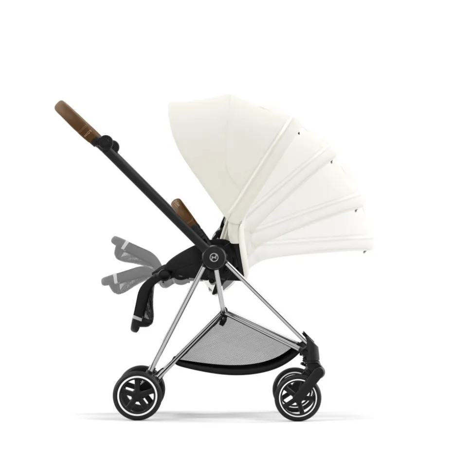 Poussette duo mios 3 off white châssis chrome brown + nacelle luxe