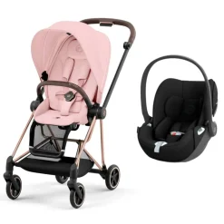 Poussette duo mios 3 peach pink châssis rose gold + cloud t i-size