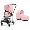 Poussette duo mios 3 peach pink châssis chrome black + nacelle luxe