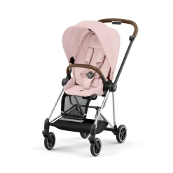 Poussette duo mios 3 peach pink châssis chrome brown + nacelle luxe