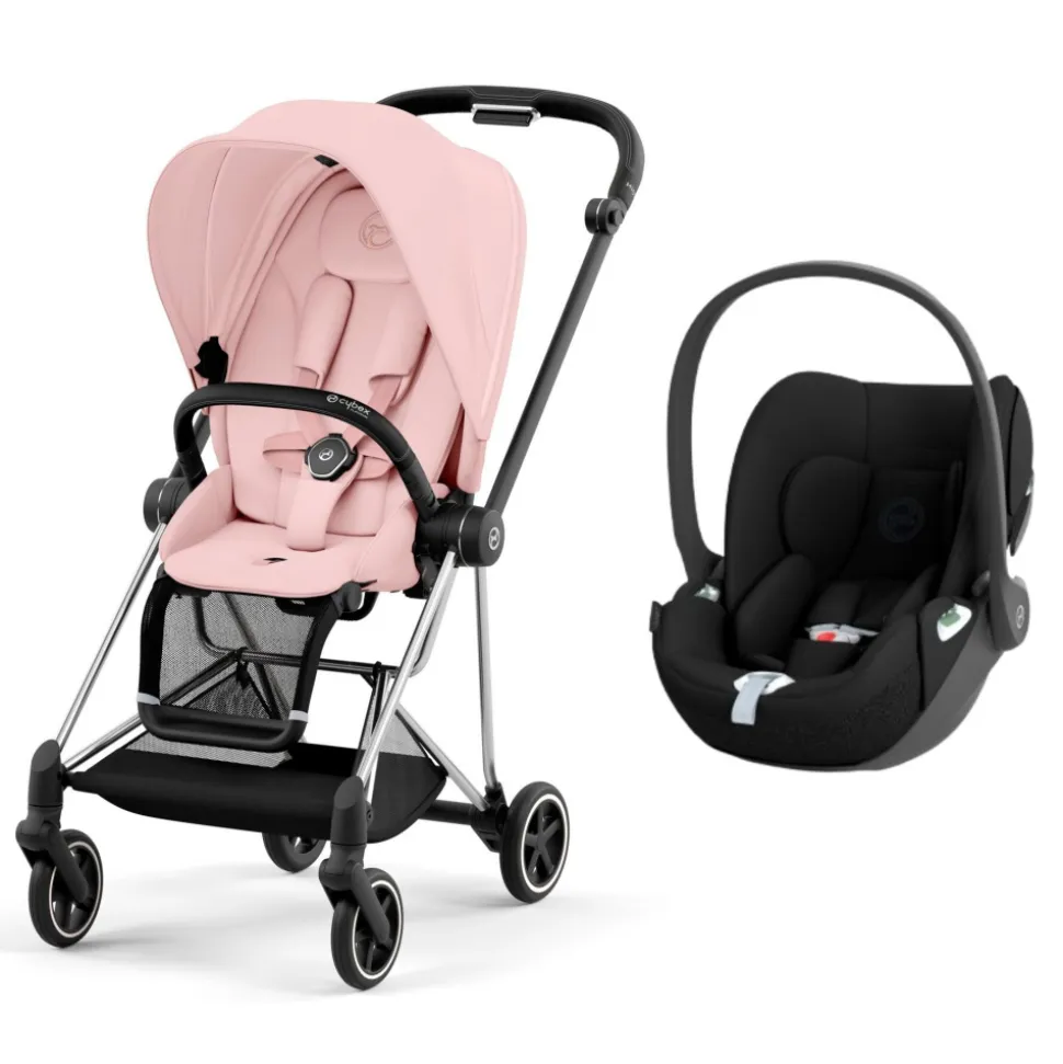 Poussette duo mios 3 peach pink châssis chrome black + cloud t i-size