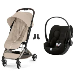 Poussette duo orfeo 3 compacte almond beige avec siège auto cloud g i-size