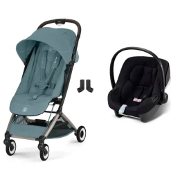 Poussette duo orfeo 3 compacte stormy blue avec siège auto aton b2 i-size