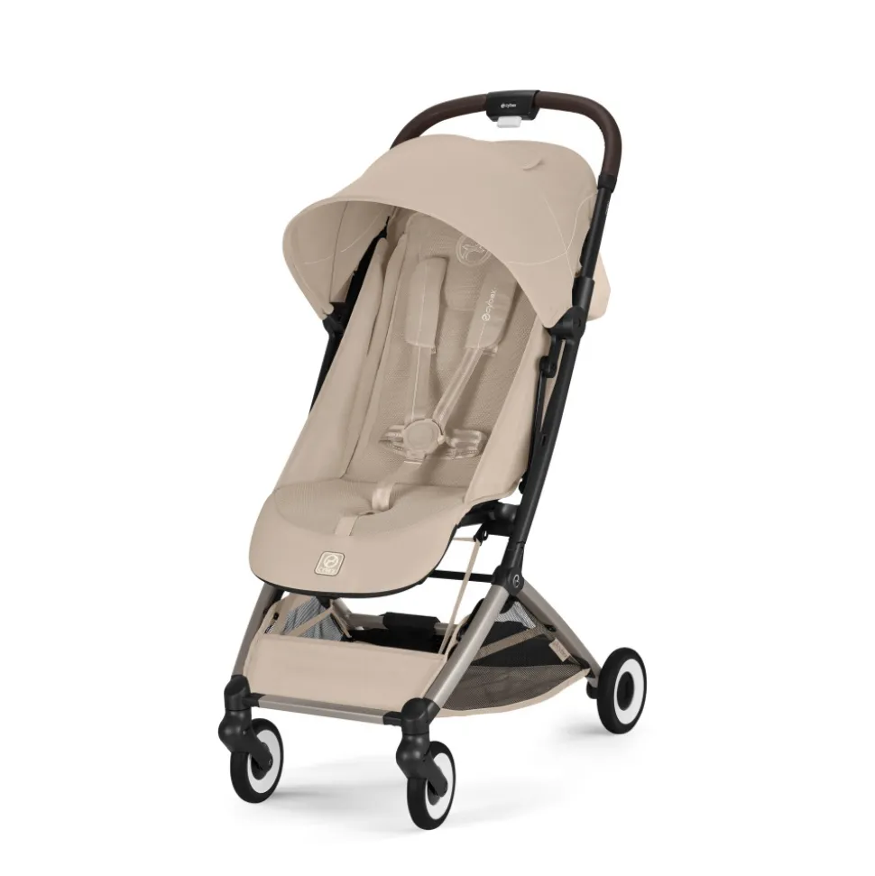 Poussette duo orfeo 3 compacte almond beige avec siège auto cloud t i-size
