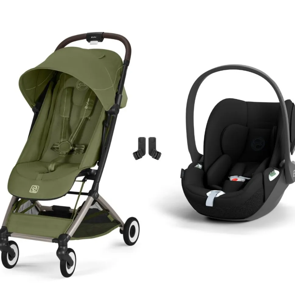 Poussette duo orfeo 3 compacte moss green avec siège auto cloud t i-size