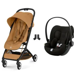 Poussette duo orfeo 3 compacte cinnamon yellow avec siège auto cloud g i-size