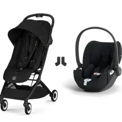 Poussette duo orfeo 3 compacte magic black avec siège auto cloud t i-size tissu plus