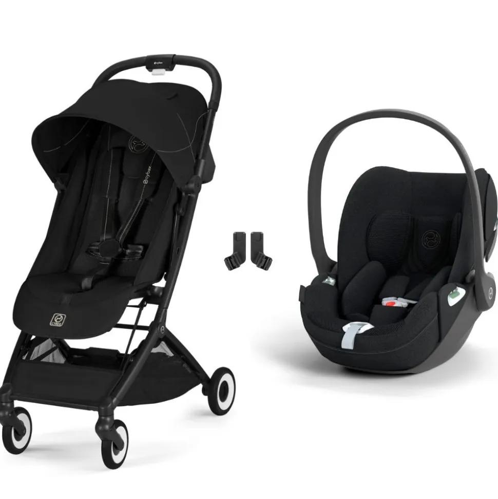 Poussette duo orfeo 3 compacte magic black avec siège auto cloud t i-size tissu plus