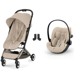 Poussette duo orfeo 3 compacte almond beige avec siège auto cloud g3 i-size plus