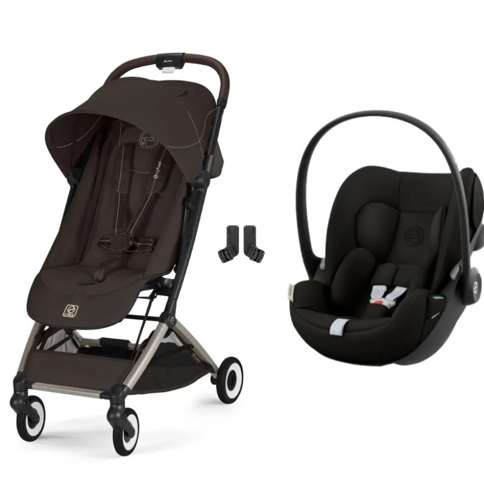 Poussette duo orfeo 3 compacte chocolate brown avec siège auto cloud g i-size