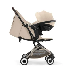 Poussette duo orfeo 3 compacte almond beige avec siège auto aton b2 i-size