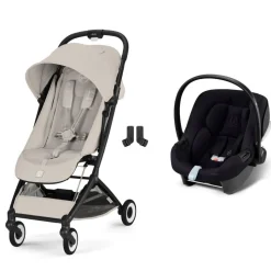 Poussette duo orfeo 3 compacte dune grey avec siège auto aton b2 i-size