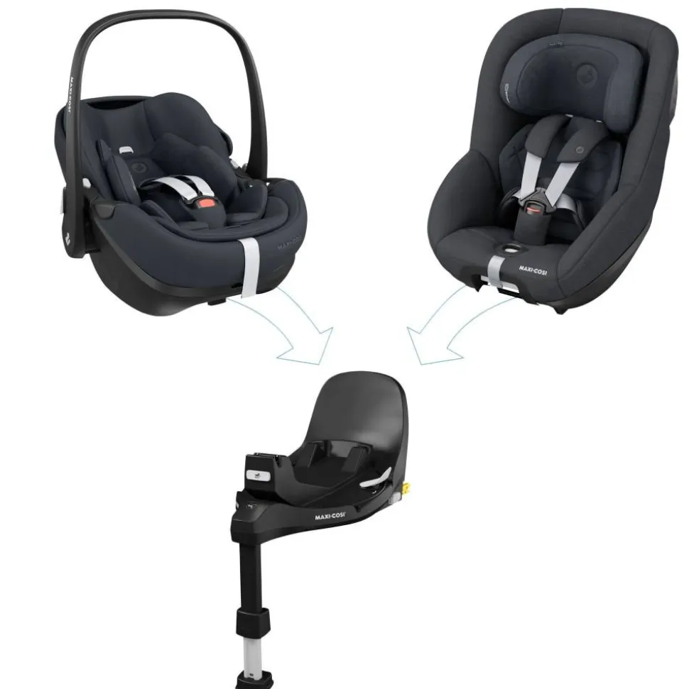 Poussette duo oxford + siège auto pebble 360 pro 2 twillic graphite + base familyfix 360 pro