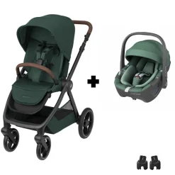 Poussette duo oxford + siège auto pebble 360 twillic green