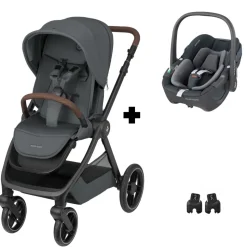 Poussette duo oxford twillic graphite + siège auto i-size pebble 360 essential graphite