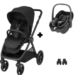 Poussette duo oxford twillic black + siège auto i-size pebble 360 essential black