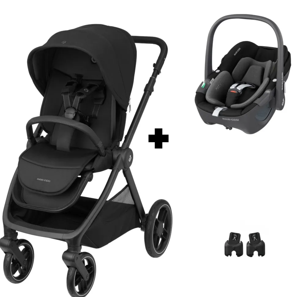 Poussette duo oxford twillic black + siège auto i-size pebble 360 essential black