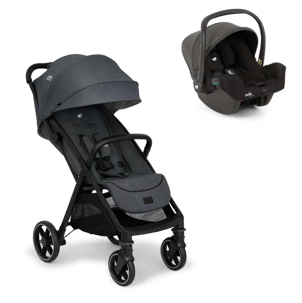 Poussette duo parcel lx signature ebony gris + siège auto i-snug 2 shale noir