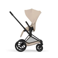 Poussette duo priam 5 avec nacelle pliable châssis matt black cozy beige