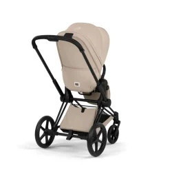 Poussette duo priam 5 avec nacelle pliable châssis matt black cozy beige