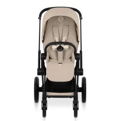 Poussette duo priam 5 avec nacelle pliable châssis matt black cozy beige