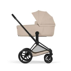 Poussette duo priam 5 avec nacelle pliable châssis matt black cozy beige