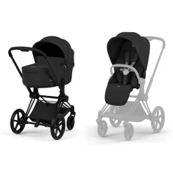 Poussette duo priam 5 avec nacelle pliable châssis matt black sepia black