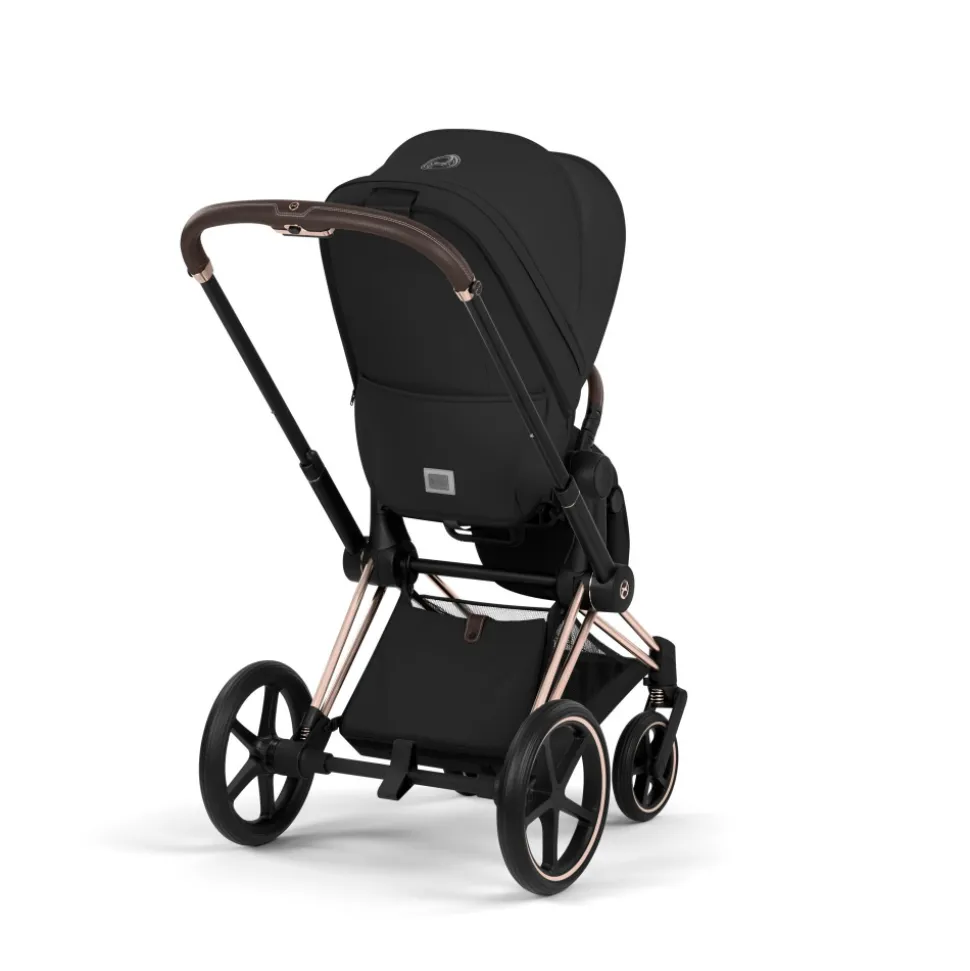 Poussette duo priam 5 avec nacelle pliable châssis rosegold sepia black