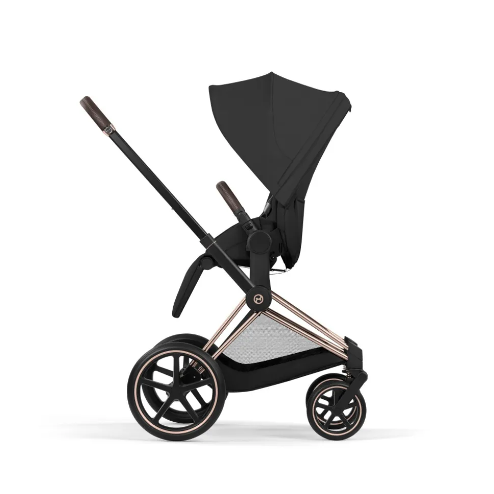 Poussette duo priam 5 avec nacelle pliable châssis rosegold sepia black