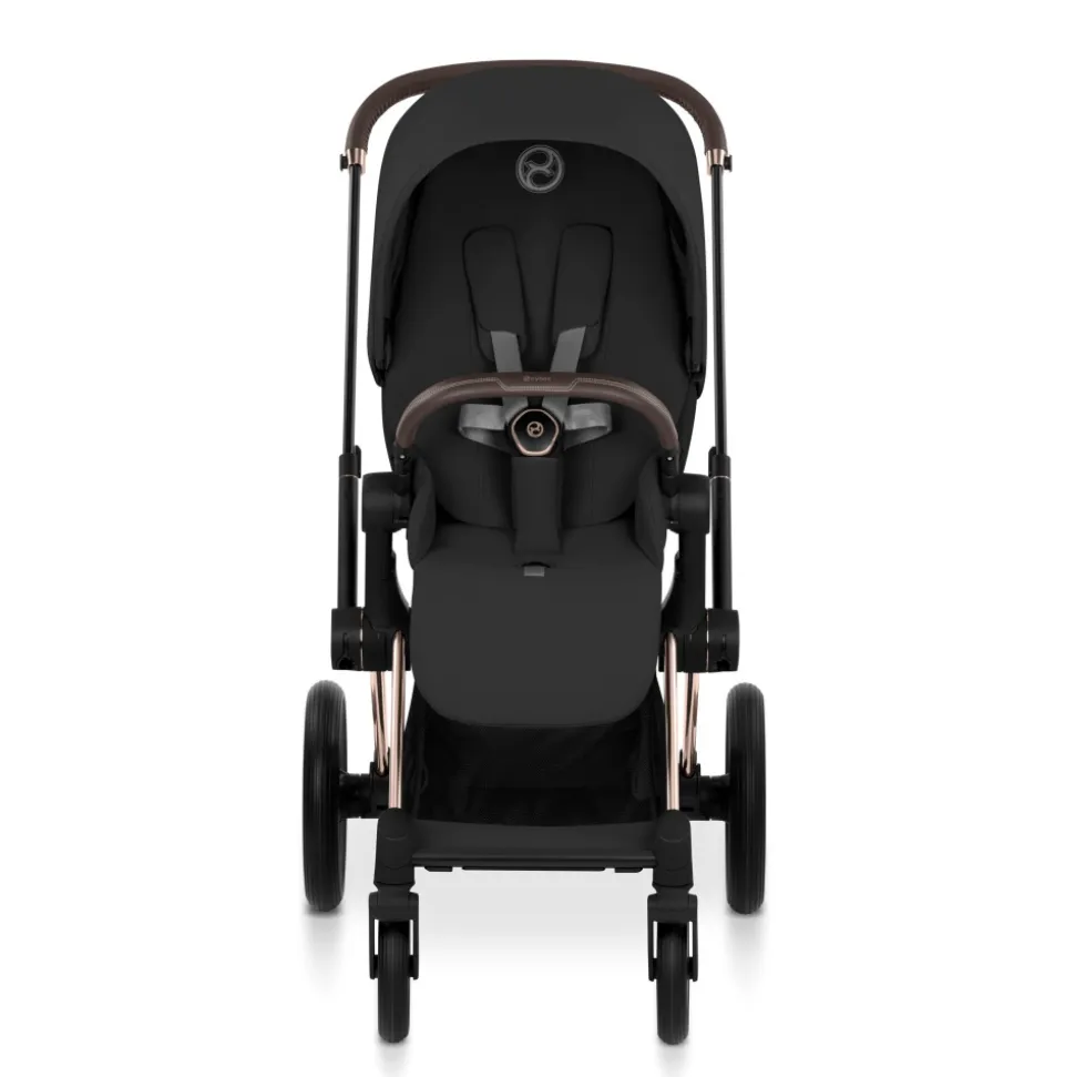 Poussette duo priam 5 avec nacelle pliable châssis rosegold sepia black
