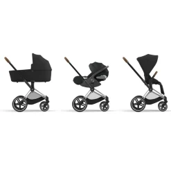 Poussette duo priam 4 sepia black châssis chrome brown + siège auto cloud t i-size
