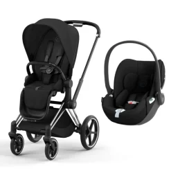 Poussette duo priam 4 sepia black châssis chrome black + siège auto cloud t i-size
