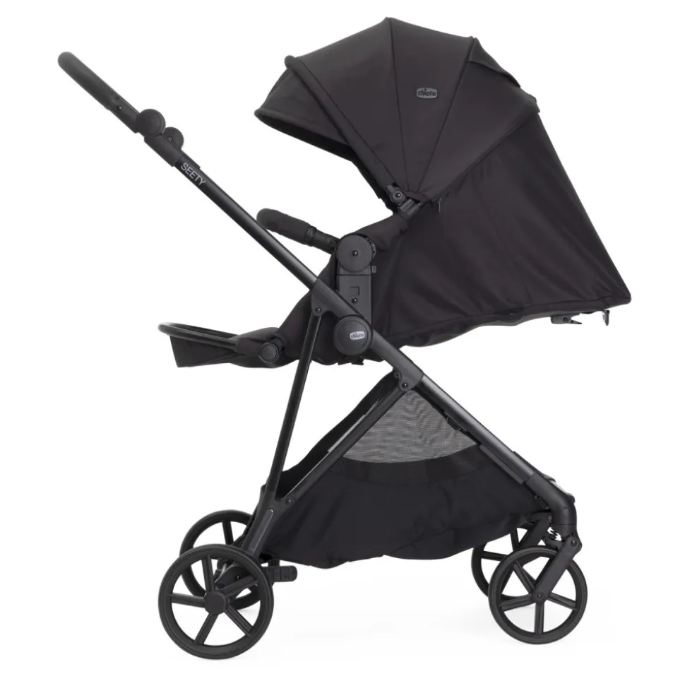 Poussette duo seety 2 ebony + siège auto first seat recline i-size black satin