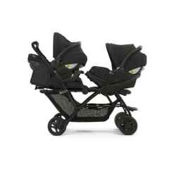 Poussette duo stadium double titanium + 2 sièges auto snugessentials midnight