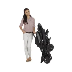 Poussette duo stadium double black grey + 2 sièges auto snugessentials midnight