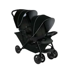 Poussette duo stadium double black grey + 2 sièges auto snugessentials midnight
