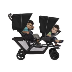 Poussette duo stadium double black grey + 2 sièges auto snugessentials midnight