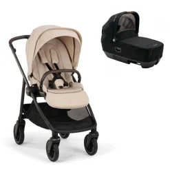 Poussette duo swiv biscotti + nacelle cari next caviar